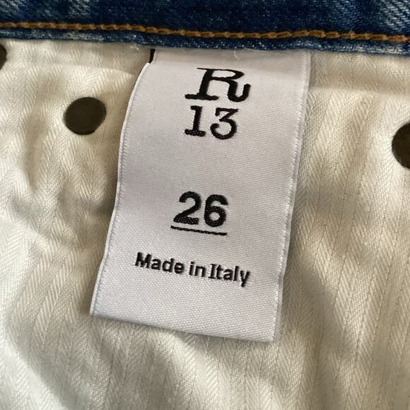 R13 Bowie Fringe Jasper Blue Jeans 100% Cotton Slim Straight 26 $495 - Picture 12 of 12